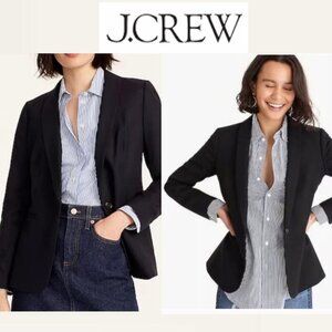 J.Crew Black Wool Classic Blazer Size 8 One Button Polka Dot Lined